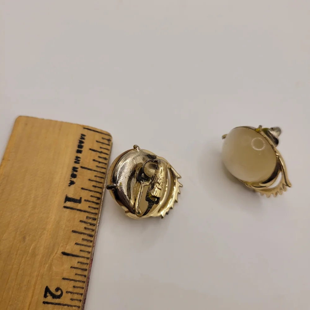 Elegant Gold and Cream Clip-On Earrings